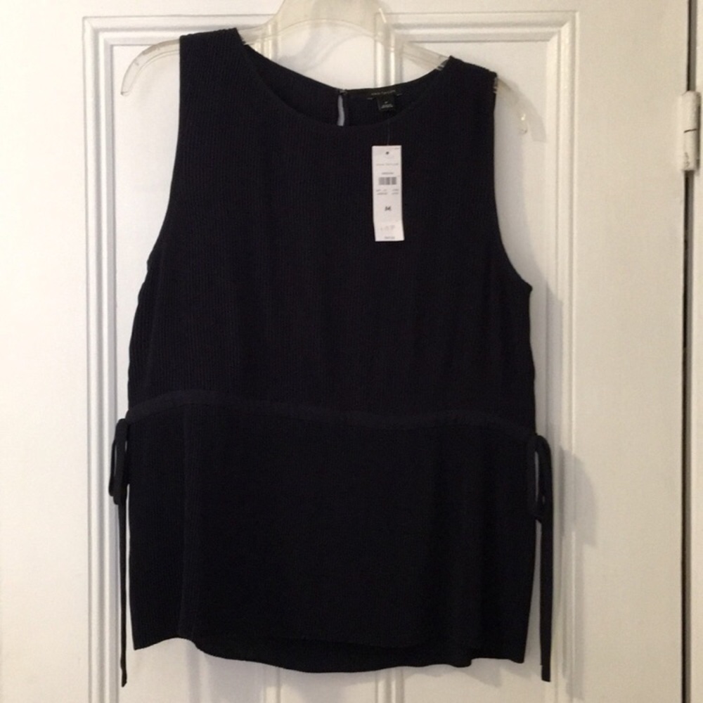NWT Navy pleated blouse